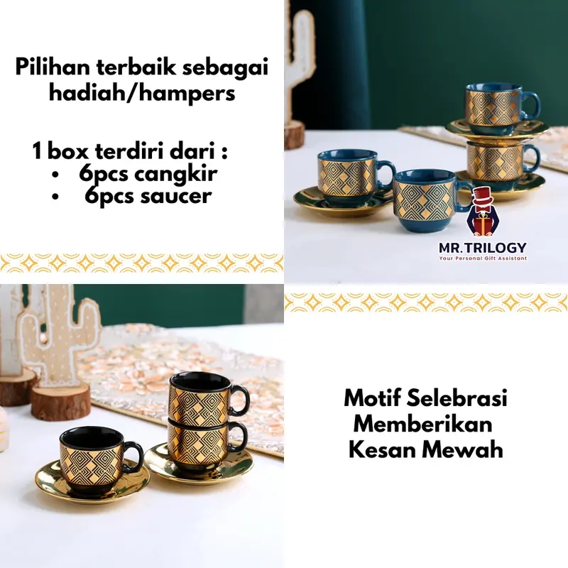 Cangkir Tatakan Set Keramik SELEBRASI Hampers Gelas Souvenir Mug Teh Kopi Imlek CNY Natal Christmas Xmas 2