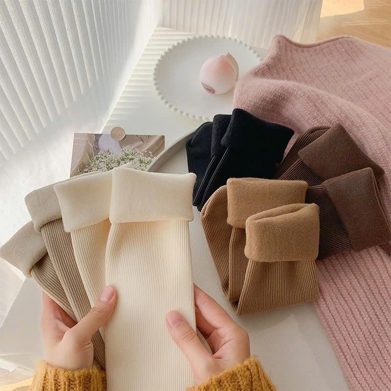 Tất Vỡ Nữ - Set 5 Đôi Tất Vớ Cotton Lót Lông Nỉ Giữ Nhiệt Cao Cổ Siêu Ấm Màu Pastel Mẫu T138 6