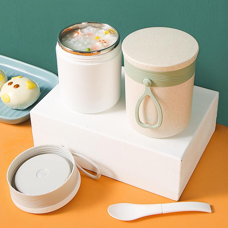 Product Introduction of 304 Stainless Steel Breakfast Cup 450ML Korea Style Sealed Soup Container Luch Boxs Portable Leak Proof Milk Cup with Folding Spoon 28