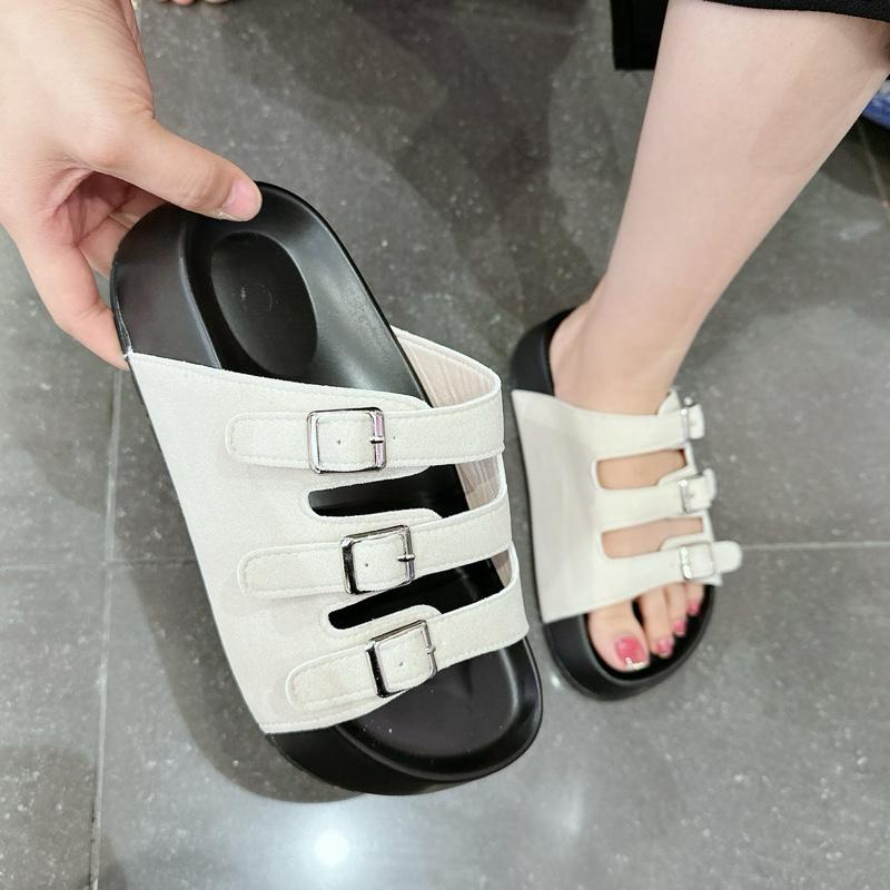 Dép Nữ 3 Quai Ngang Có Khuy Cài Sandal Đi Biển Cao Cấp Phong Cách Đơn Giản Đế Dày Trống Trơn Trượt - Tiệm Nhà jerystore