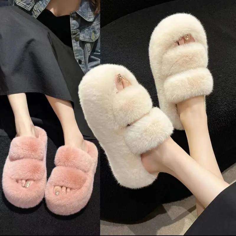 Dép Lông 4cm và 7cm Đế Cao Êm Chân Dễ Thương Thời Trang Mùa Thu Đông Nữ Phối Đồ Xinh