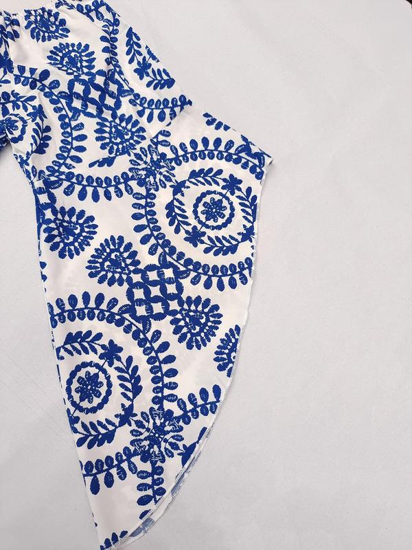 Women's All Over Print Off Shoulder Flounce Sleeve Blouse, Boho 3/4 Sleeve Top for Summer, Ladies Clothes for Beach Vacation Holiday 5