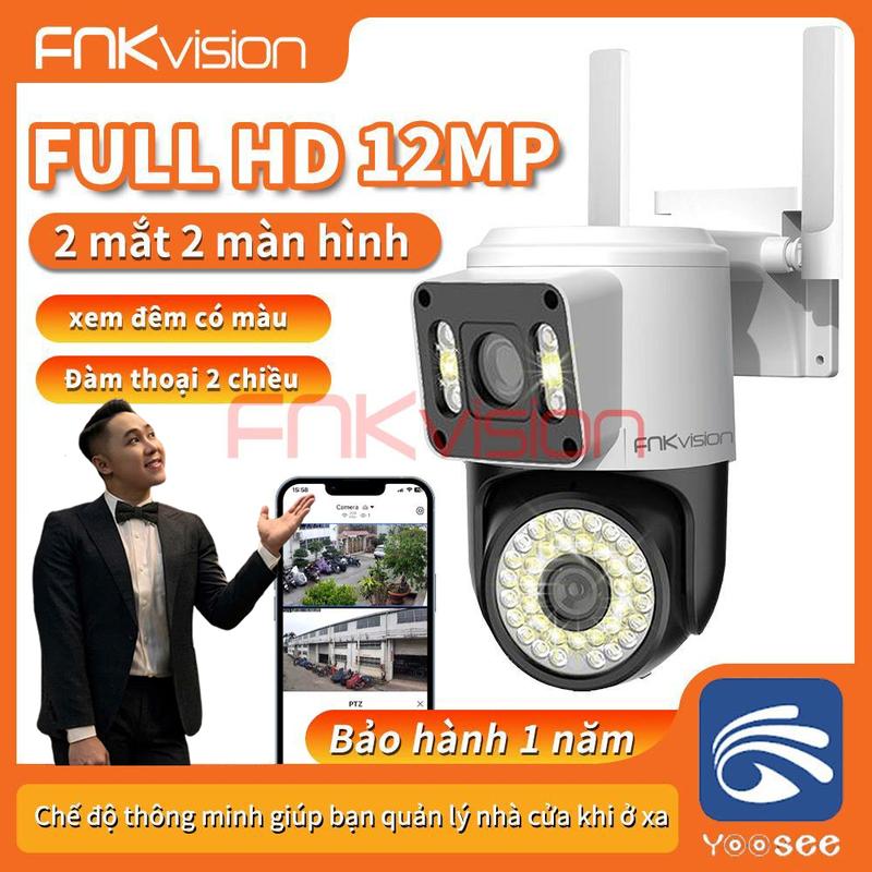 [Vinhbanhbo] Camera Fnkvision 2 mắt Yoosee Wifi 2.4GHz 12MP Xem 360 độ không góc chết, Ban đêm có màu, Kháng mưa kháng bụi, Bảo hành 1 năm