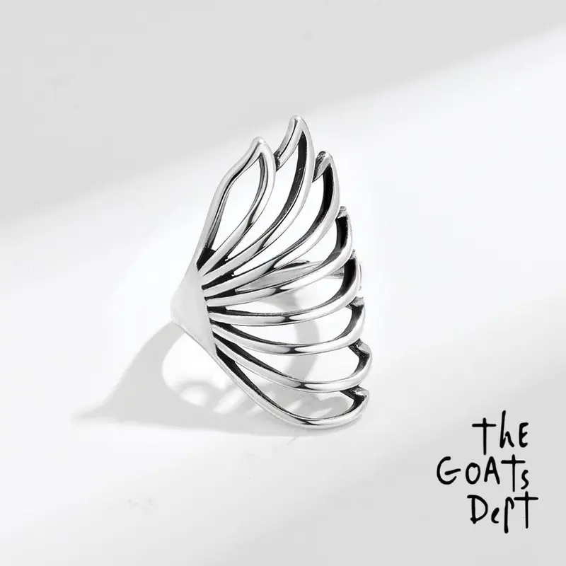 The Goats Dept - Fairy Feather Angel Crawl Ring Original / Tgd1104 cincin sayap peri perak kekinian trendy y2k cyber limiited edition kado unik couple pasangan hadiah unisex stainless titanium steel kpop korean antikarat readystock gosend gojek instant 1