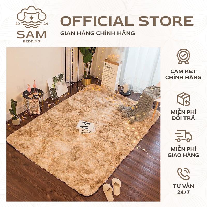 Thảm lông trải sàn Sam Bedding mềm mượt thảm màu loang decor trang trí phòng đủ mọi size