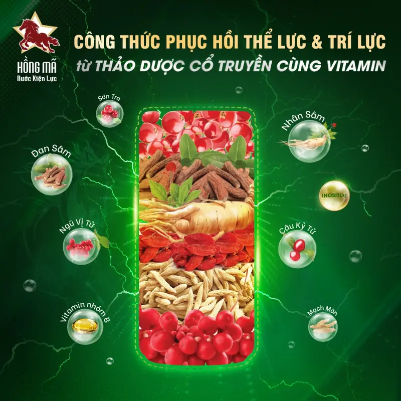 Nước kiện lực thảo dược, vitamin Hồng Mã ít đường giúp tăng lực, giảm mệt mỏi, giúp hồi phục sức khỏe [Dược liệu, Hoa Linh] 1