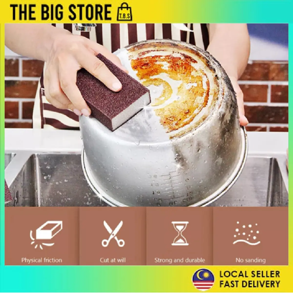 Nano Magic Sponge Oil Rust Remover Pembersih Kuali Hitam Wok Pot Brusher Sponge Periuk Magic Karat Remover