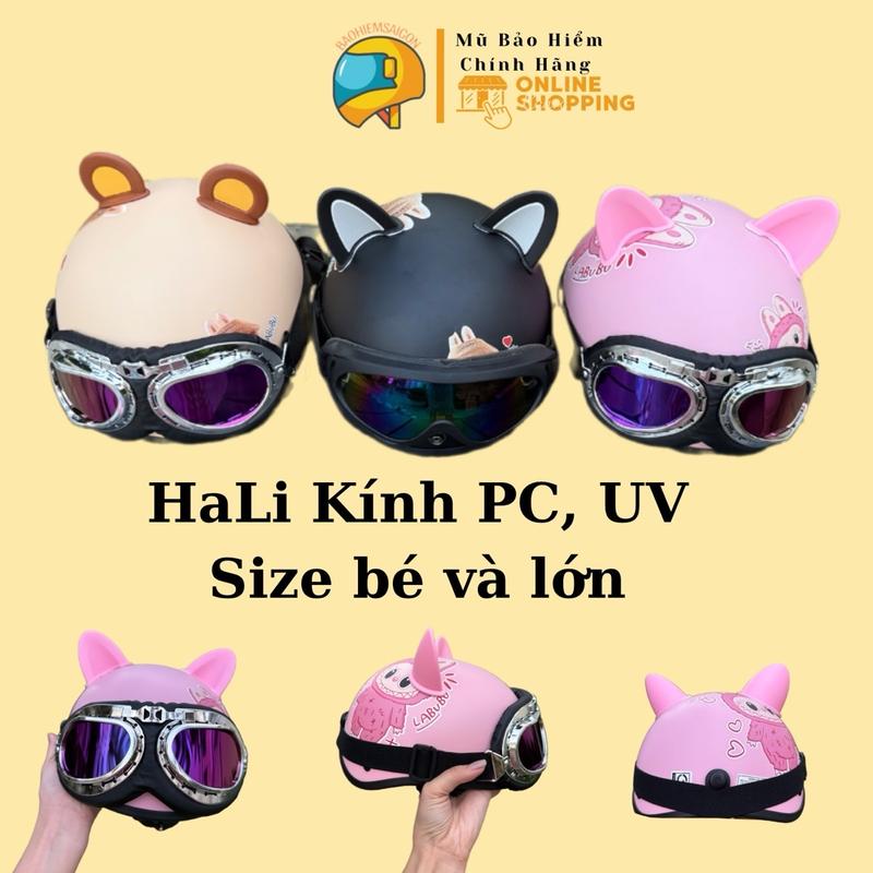 Nón Bảo Hiểm Hali Labubu Trẻ em và người lớn. Kính PC kính UV cute đang yêu 