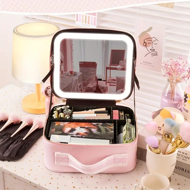 Product Introduction of Portable Makeup Bag with Full Screen Mirror, Large Capacity Cosmetic Storage Bag, Summer Cosmetic Gift for Women, Professional Travel Makeup Organizer 12