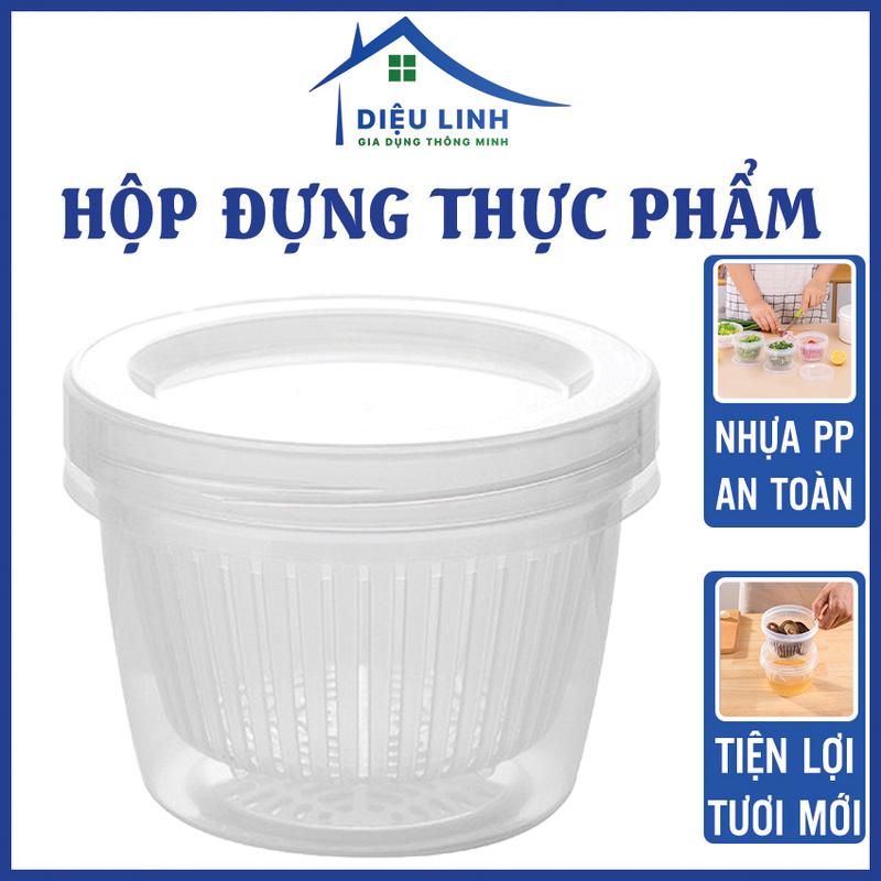  Hộp Đựng Thực Phẩm Ráo Nước Đựng Hành Tỏi Gừng Để Tủ Lạnh Tròn Có Lỗ Thoát Nước Và Nắp Kín Tránh Mùi Tiện Lợi Dieulinhshop 