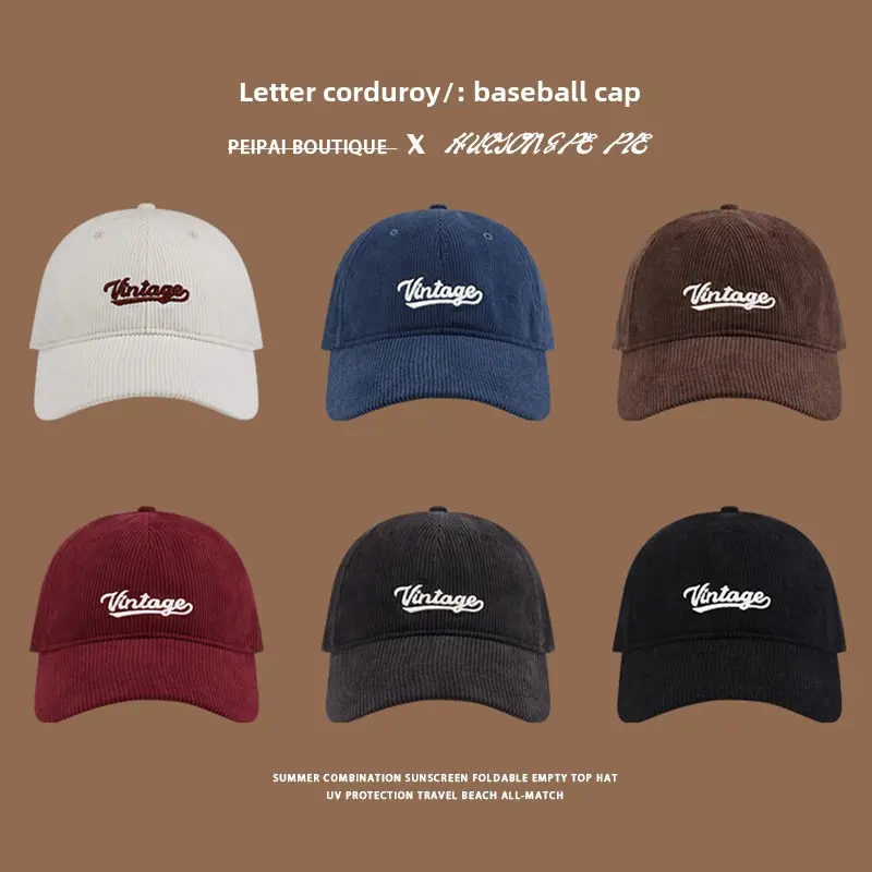Hat autumn and winter female hundred with corduroy baseball cap soft top men and women deep cap top trend duck tongue cap