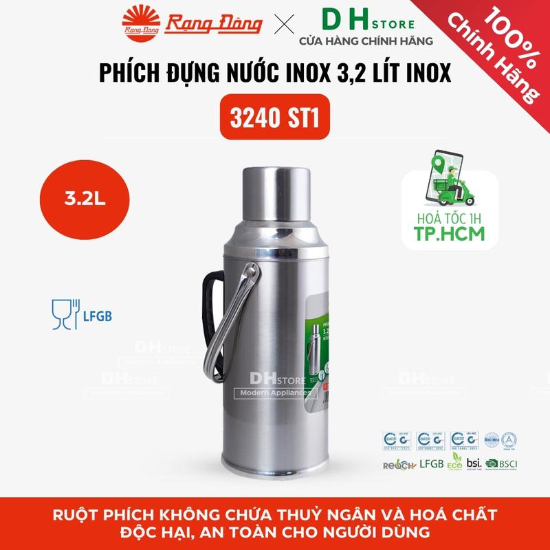 Bình thuỷ Rạng Đông 3,2 lít RD-3240 ST1 INOX phích nước giữ nhiệt phích nước