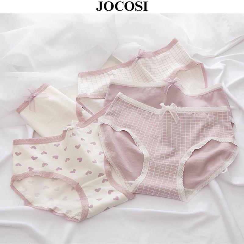 Combo 5 quần lót nữ Thun cotton kháng khuẩn khử mùi - COMBO 5 Quần chip nữ đính nơ gợi cảm dễ thương JOCOSI CBL110 Women nội  y  nữ quan  lot  dethuong