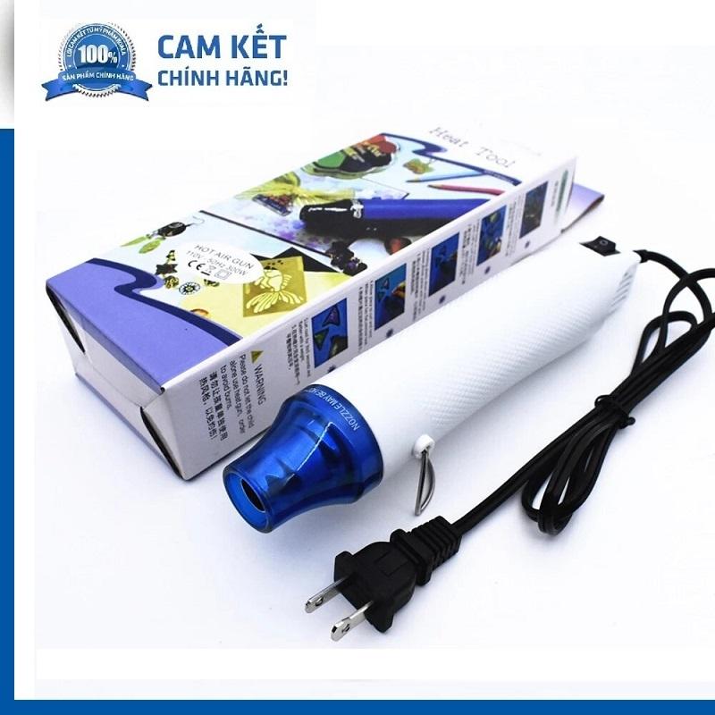 Máy khò nhiệt mini - thổi khí nóng 200°C 300W 220V để khò màng co, tem cao su, bột hàn, giỏ quà Tết