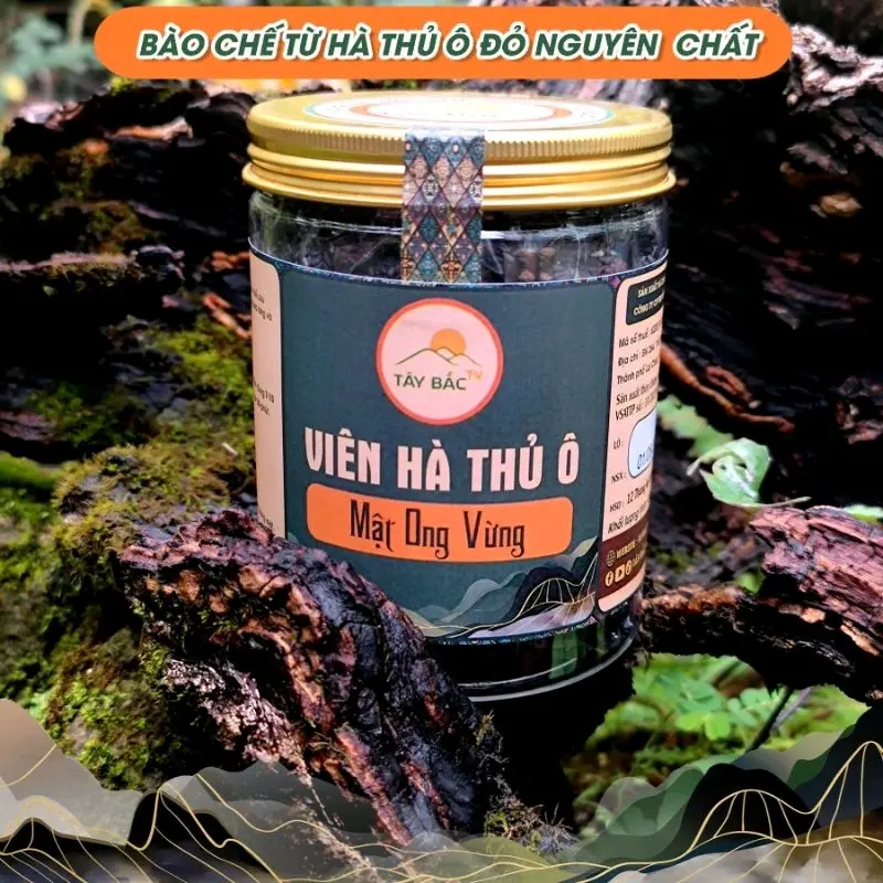 450g Viên hà thủ ô-Mật ong rừng nguyên chất tây bắc  mềm dẻo  giảm bạc tóc rụng tóc đẹp da  chính hãng
