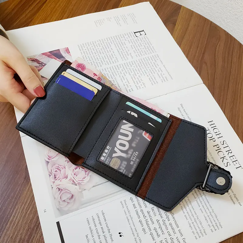 Ví Nữ, Phong Cách Âu Mỹ Ins, Màu Trơn Thiết Kế Chúa Rượu, Kiểu Ngắn, Gấp Ba Lần, Cỡ Nhỏ, Ví Đựng Tiền Xu, Ví Đựng Thẻ, Hàng Mới Về 8