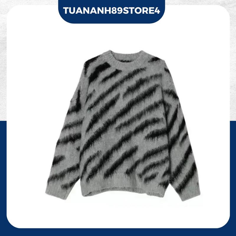 Áo Sweater, Áo Len Lông  Họa Tiết Vằn Qc Top Nữ