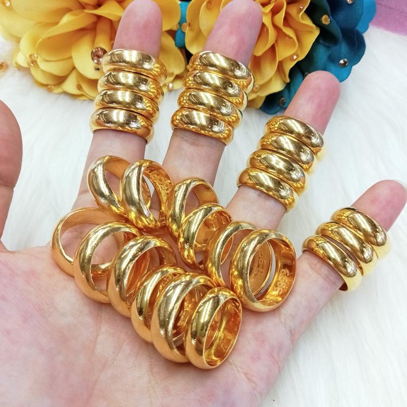 Nhẫn Màu Vàng 24 Khâu Trơn Tròn Đồng Vàng Phụ Kiện