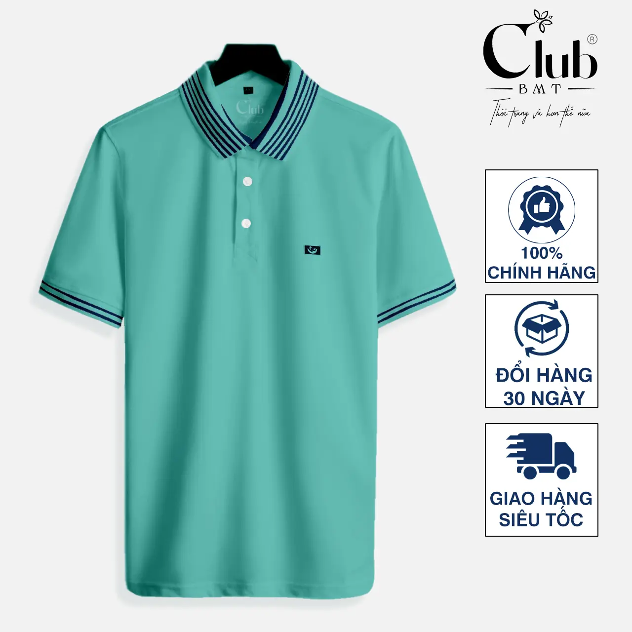 Áo polo Club BMT xanh ngọc chất vải cao cấp