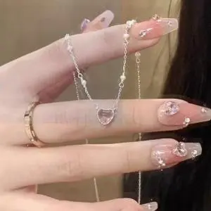 Vòng Cổ Ngọc Trai Trái Tim, Màu Hồng, Dành Cho Nữ, Thiết Kế Độc Đáo Sang Trọng Cao Cấp, Pha Lê, Phong Cách Ngọt Ngào Và Thanh Lịch