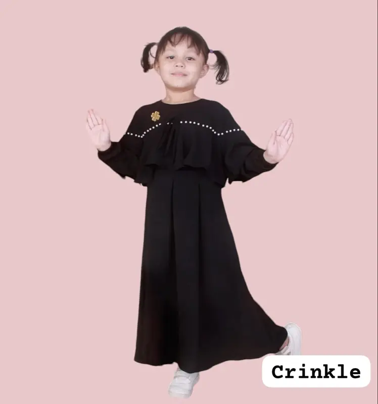 Gamis Anak Noira Crinkle Airflow Mute Free Bross usia 4 - 7 Tahun / gamis anak perempuan kombinasi rempel Dress Muslim Cantik 3