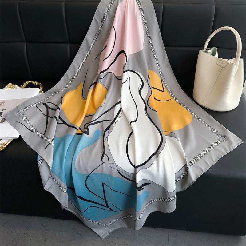 Product Introduction of Fashion New Design Women Silk Scarf Elegant Soft Women's Scarf Square Lady Shawl Headkerchief 9