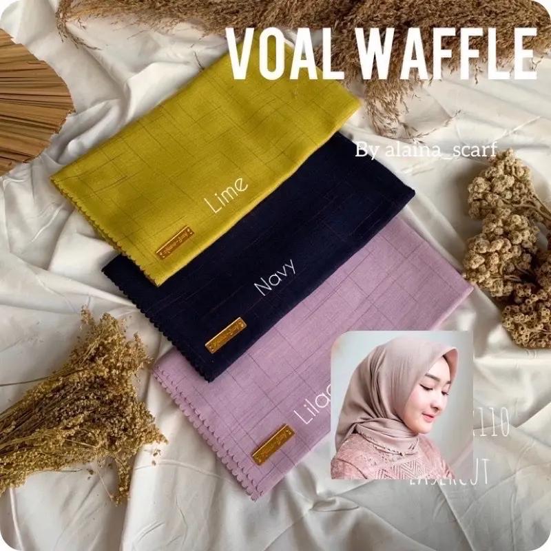 Hijab SEGIEMPAT LASERCUT WAFFLE PREMIUM BRAND ALAINA SCARF hijab persegi
