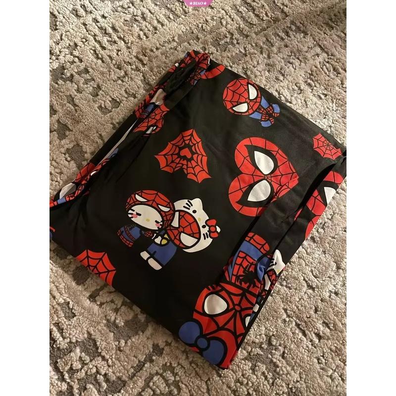 Quần Ngủ Hello Kitty, Phong Cách Y2k Sanrio, Có Người Nhện, Dành Cho Phụ Nữ, Thường Ngày Và Dễ Thương, Quần Áo Phong Cách Hip Hop Hoạt Hình, Hàng Mới Về Năm 2025