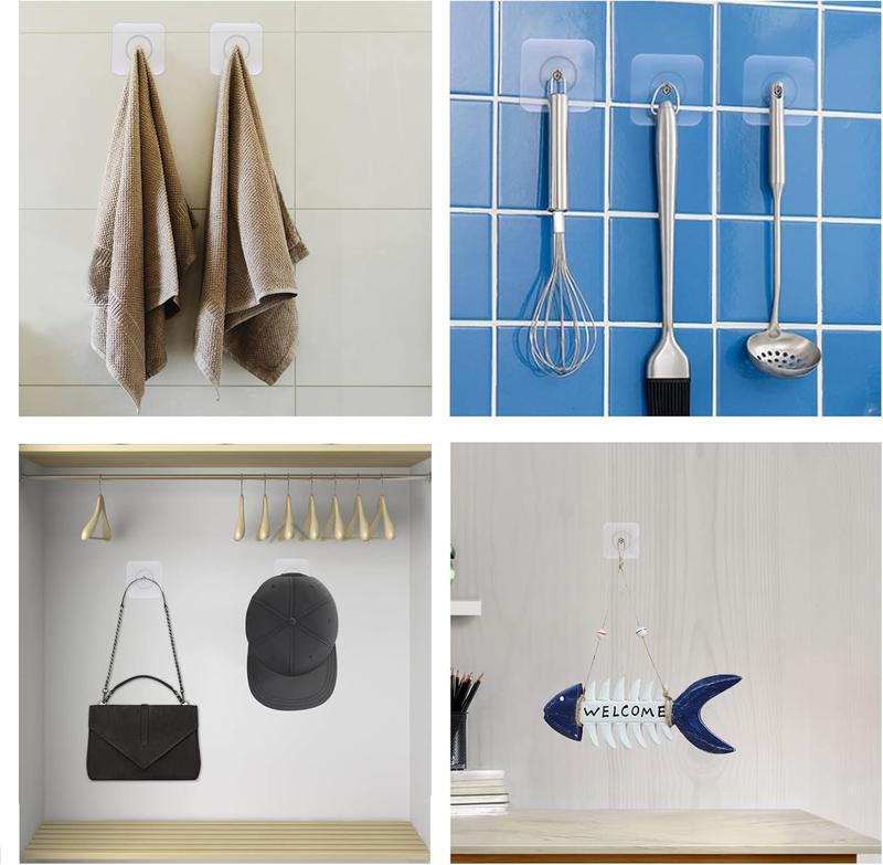 20Piece kitchen spatula spoon hook Adhesive Hooks Heavy Duty,Wall Hooks for Hanging,Screw Free Sticker,Seamless Screws for Wall Mount,2 in 1 Reusable for Kitchen,Bathroom,Home,Office White Self Adhesive Hooks Organiser 1
