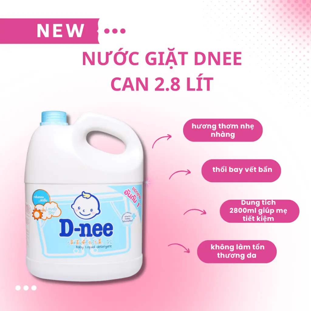 Nước Giặt Trẻ Em Dnee Can 2800ml TháI Lan Chính Hãng An Toàn Cho Bé