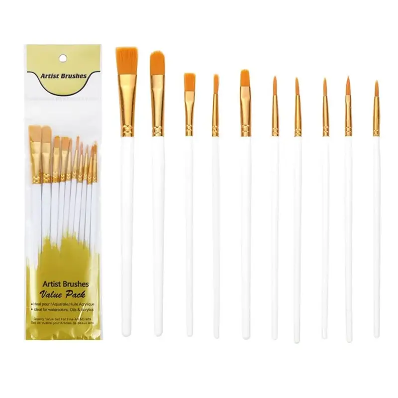 10 Cái/bộ Cọ Vẽ Màu Nước Nylon Bộ Cọ Vẽ Acrylic Màu Sắc Mới Đồ Dùng Nghệ Thuật Cọ Vẽ Sơn Chuyên Nghiệp Cọ Vẽ Sơn Dầu 2