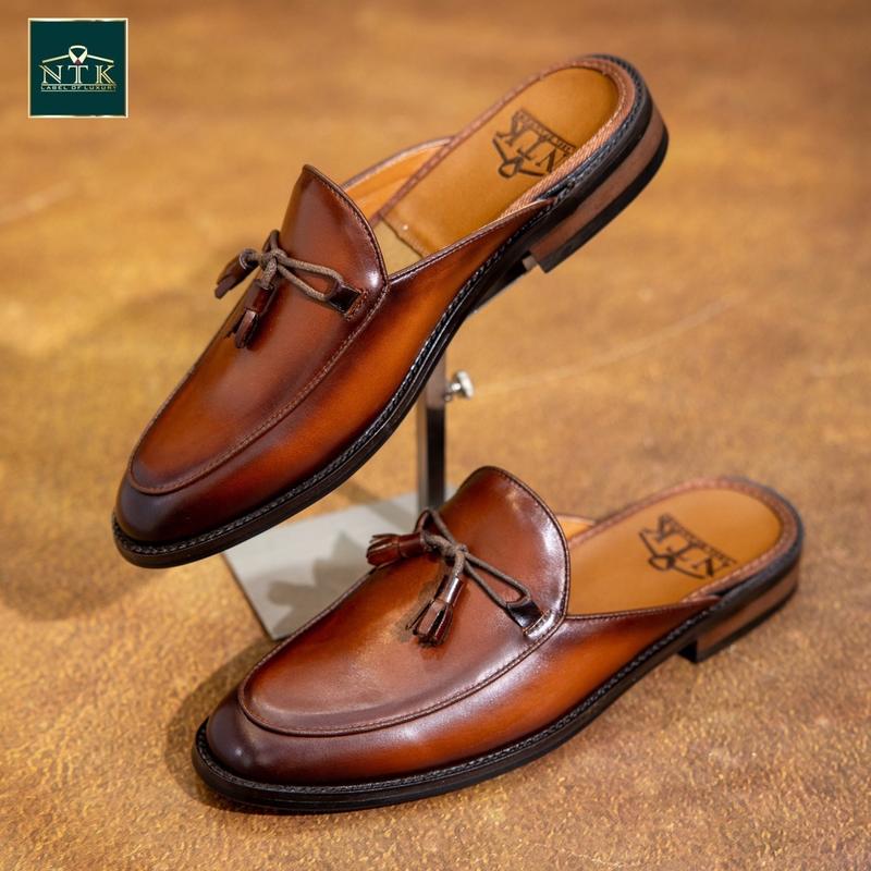 Sục nam chuông màu nâu bò chất liệu da bò nhập khẩu bảo hành 24 tháng đế gỗ phíp cao cấp Cao Su