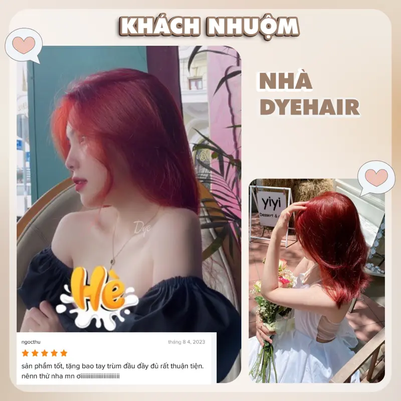 Thuốc nhuộm tóc Đỏ Cherry, không cần tẩy tóc, Dyehair, tặng kèm oxy trợ dưỡng và bao tay Đổi Màu Tóc Nữ Dưỡng Tóc 4
