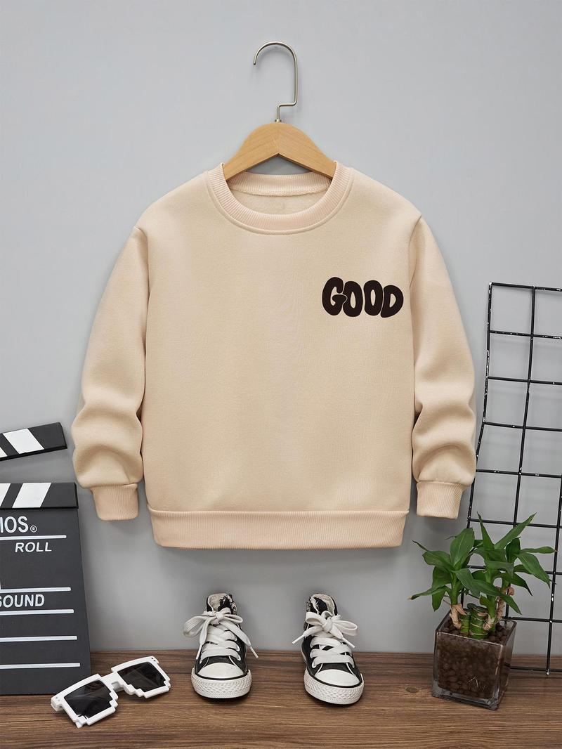 Product Introduction of Boy's Letter Print Round Neck Sweatshirt, Casual Long Sleeve Crew Neck Pullover for Fall & Winter, Kids Clothes for Daily Wear 8