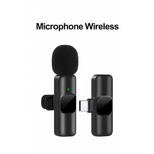 K8 Microphone Wireless Clip On Mic Mikrofon Nirkabel HP Vlogging Podcast Noise Reduction