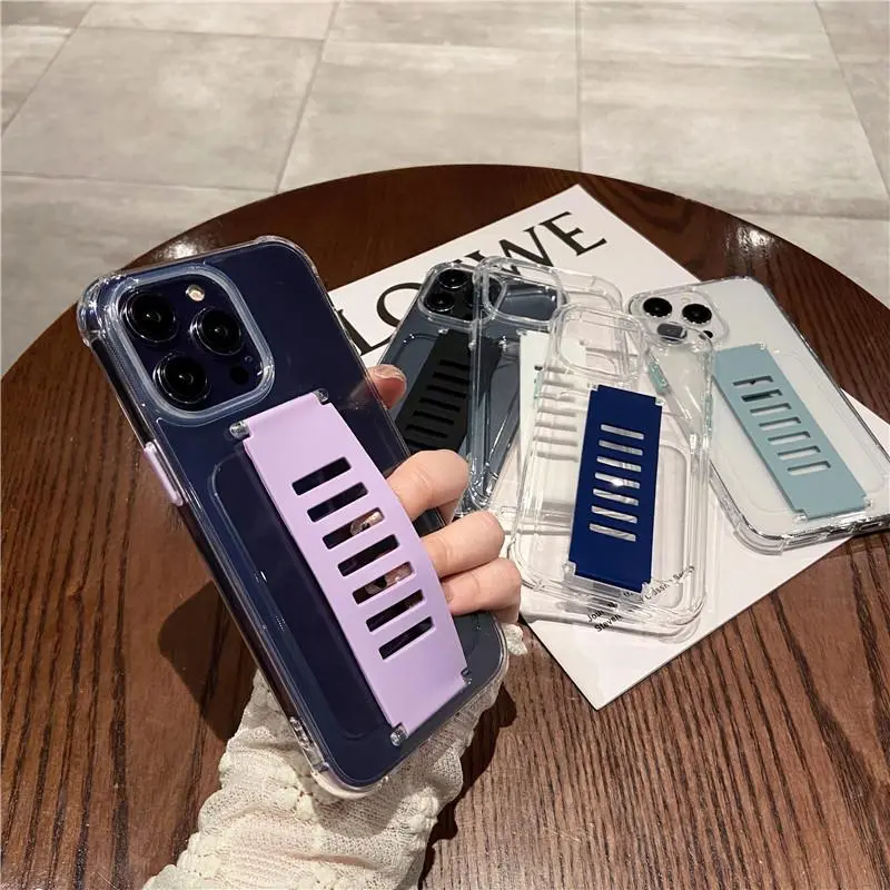 Solid Color Phone Case with Wristband, Shockproof Phone Protective Cover, Phone Accessory Compatible with iPhone 11 12 13 14 15 Pro Max, Casing