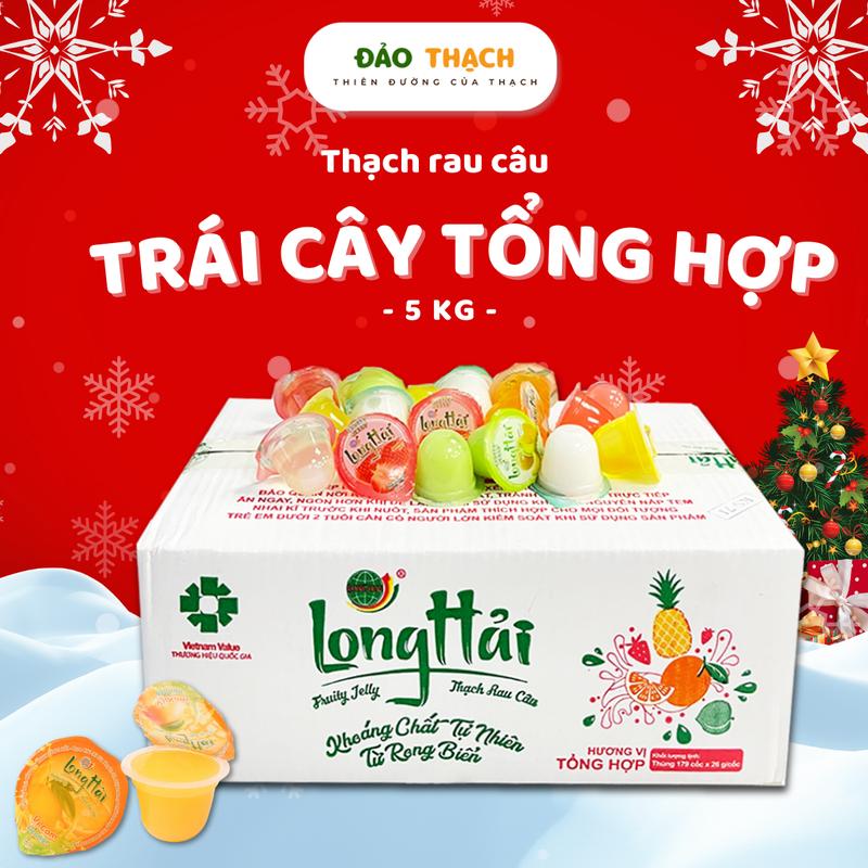 Thùng thạch Rau câu Long Hải vị TỔNG HỢP và nguyên vị DỪA - Thùng 5kg và 1.5 Kg | Đảo Thạch Ăn Vặt - Snack