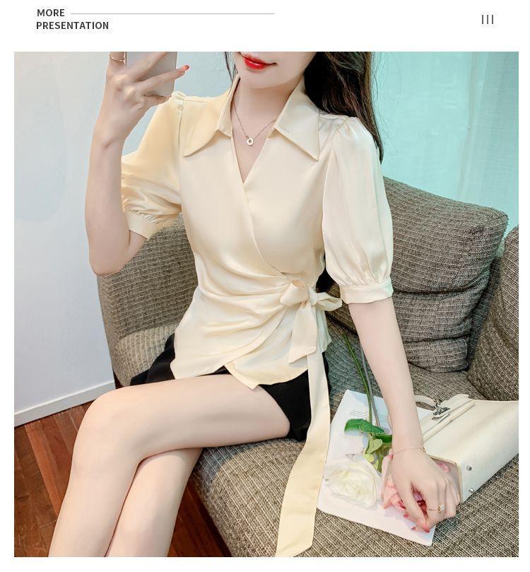 Product Introduction of Áo Sơ Mi Voan Sang Trọng Cao Cấp, Dành Cho Nữ, Trang Phục Mùa Hè, Eo Bó Sát, Phong Cách Phương Tây, Áo Sơ Mi Cổ Chữ V, Thường Ngày Và Bó Sát, Thanh Lịch, Áo ngắn Tay Năm 2025 20