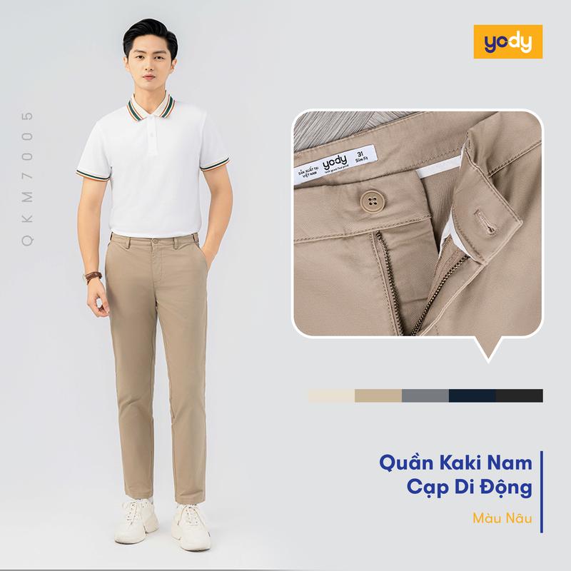 [ Flash sale ] YODY Quần Kaki Nam Cạp Di Động Có Điều Chỉnh QKM7005