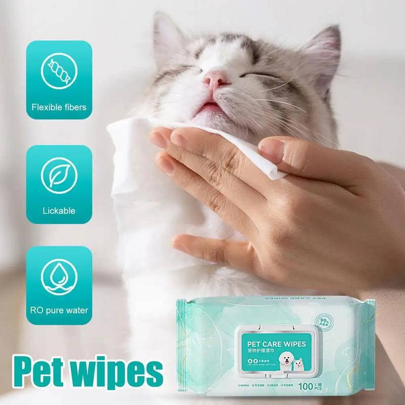 Product Introduction of 100 Sheets Pet Wipes Cat Dog Deodorant Moisturizing Cleaning Tear Stains Decomposition Odor Pure Water Safe Gentle Pet Supplies 8