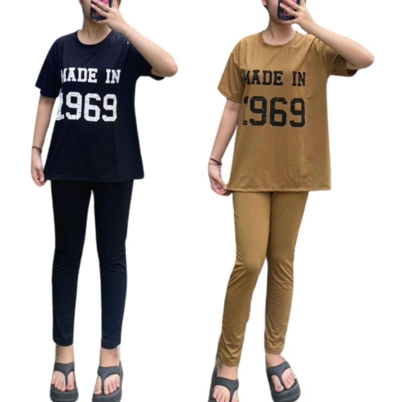 Đồ Bộ Nữ Bigsize mặc nhà Quần Dài  1969 ESHOP Đồ bộ mặc nhà nữ thun cotton đẹp dễ thương giá rẻ mặc đi chơi ngủ thoải mái Áo Top Cổ Tròn