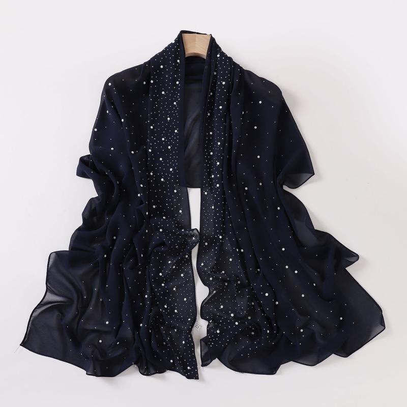 Product Introduction of 178*70CM Chiffon Hijab Full Sky Star Hijab Pearl Shawl Long Scarf Hijab for Women TUTU 39