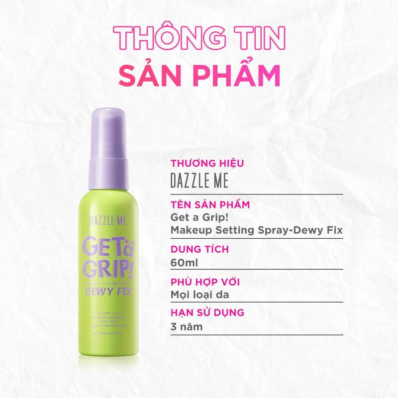 Xịt Khóa Makeup DAZZLE ME Xịt Cố Định Lớp Trang Điểm Lâu Trôi Và Kiểm Soát Dầu Dưỡng Ẩm Trên Da Makeup Setting Spray Dewy Matte 60ml Cosmetic Nữ Women Mỹ Phẩm 2