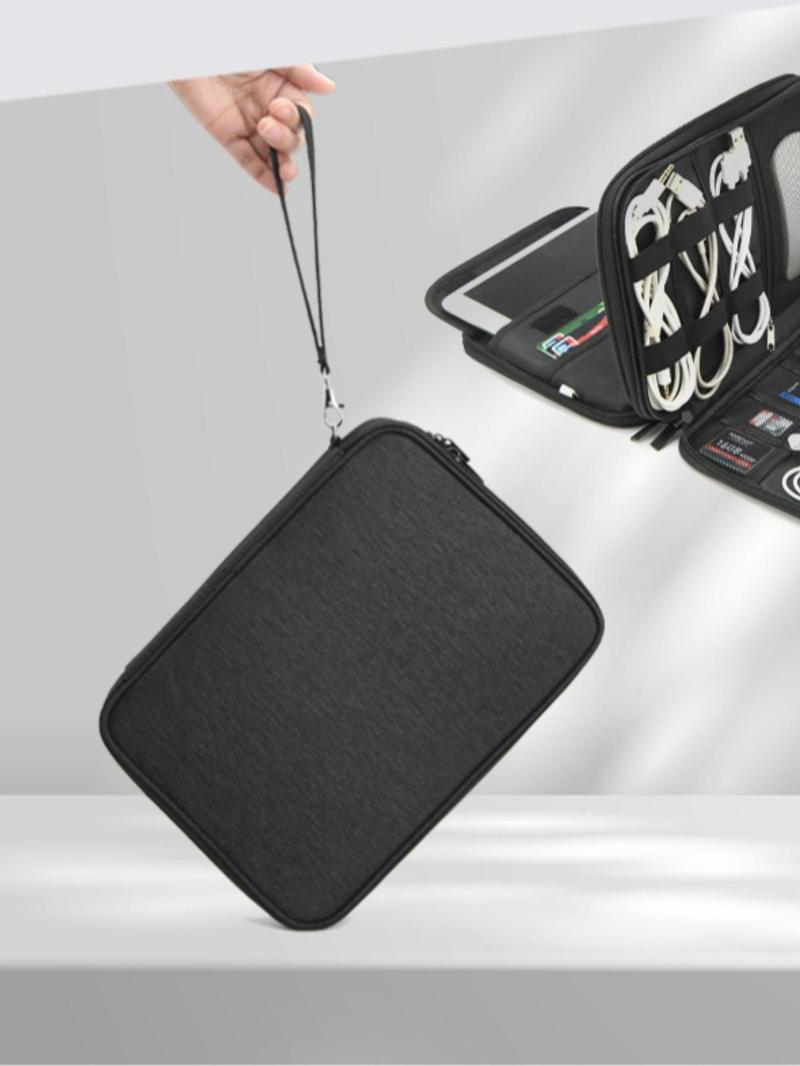 Product Introduction of Solid Color Multi-grid Travel Organizer, Durable Anti-scratch Data Cable Storage Bag, Travel Organizer for Work, Business Trip, Daily Life 0