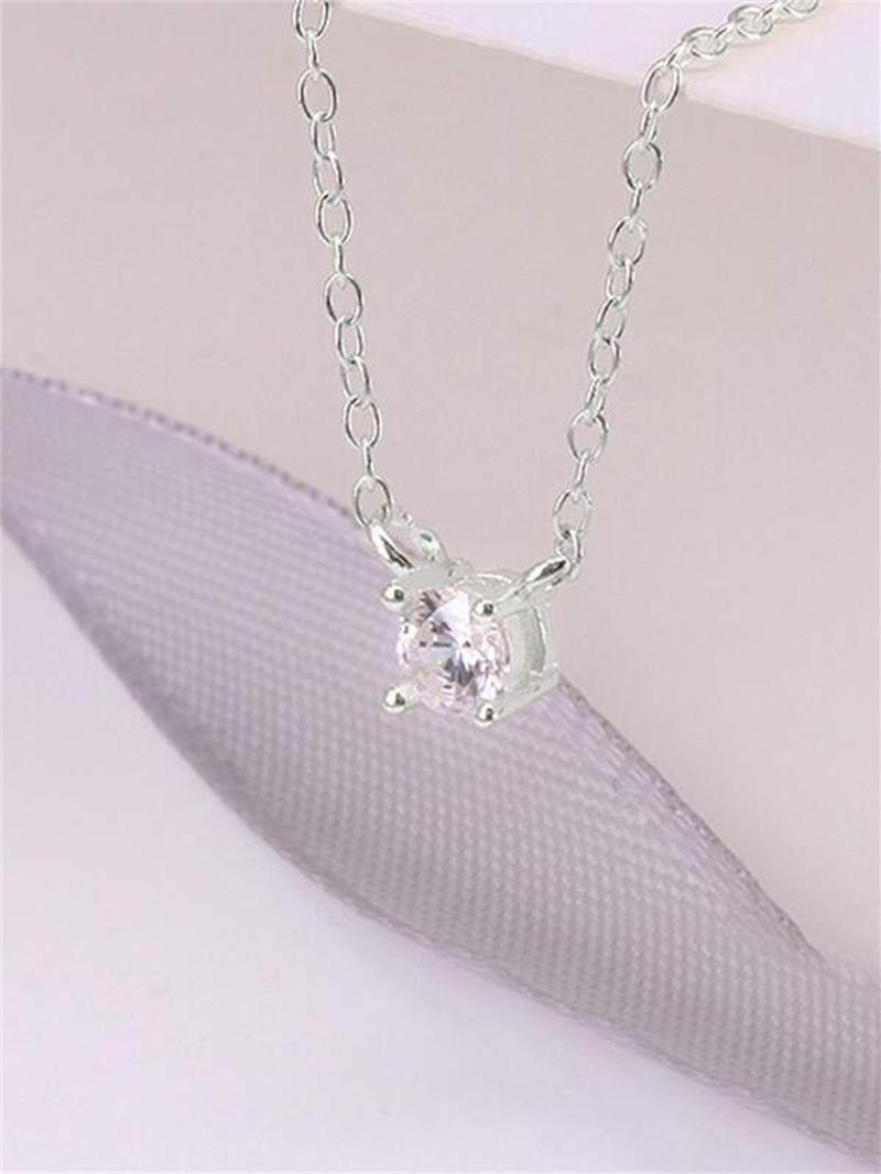 Product Introduction of 925 Sterling Silver Simple 3mm Artificial Zircon Decor Pendant Necklace, Fashion Jewelry for Party, Daily Decor for Girl, Trendy All-match & Exquisite Jewelry for Birthday Gift, Valentine's Day, Gift 3