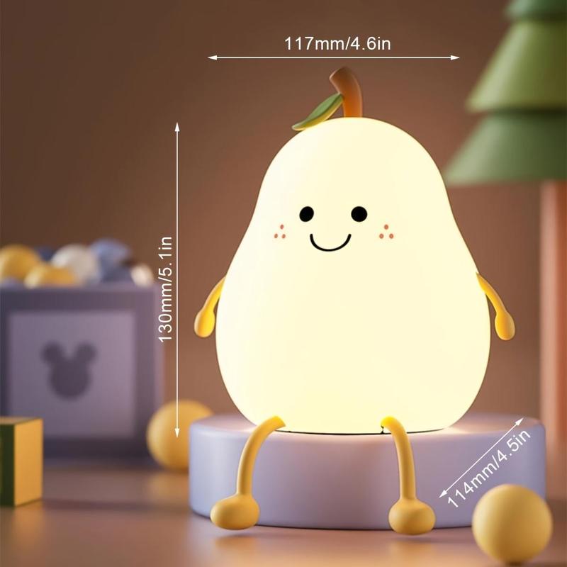 Cartoon Pear Shaped Night Light for Birthday Gifts, USB Rechargeable Color Changing Night Light, Ambient LED Lights for Bedroom Nursery Bedside Home Living Room Decor, Cute Bedroom Decor 2