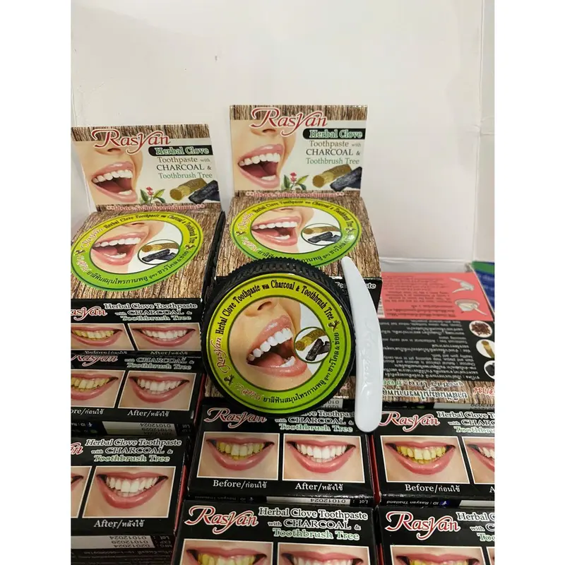 COMBO 02 HỘP Kem tẩy trắng răng Rasyan than tre 25g Thái Lan M86 3