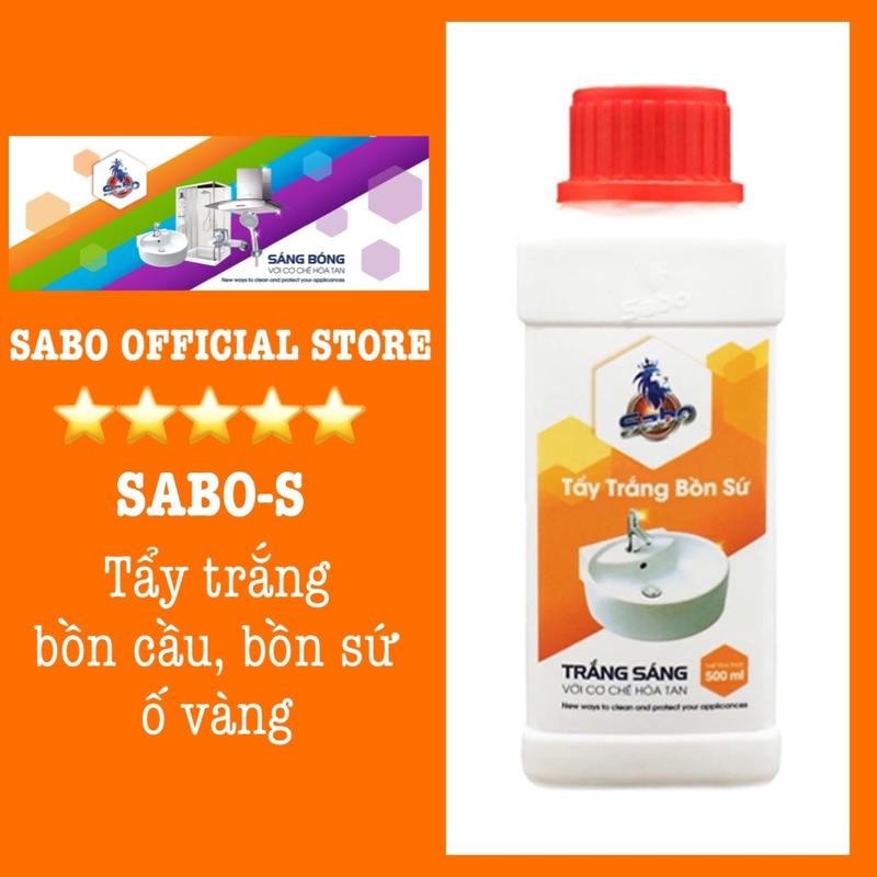 Chai tẩy rửa SABO-S làm sạch, tẩy trắng đồ sứ, gạch men ố vàng, bám cặn phèn trong nhà vệ sinh, làm sạch trong 5 phút