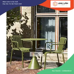 Ghế sắt cafe sơn tĩnh điện có tay độ bền mưa gió