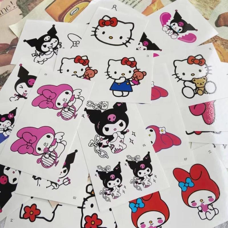 Hình xăm dán, Coolomi, không thấm nước và lâu trôi, thiết kế Hello Kitty và thác nước, có thể giặt được, thiết kế tươi mới Trang Điểm Cosmetic Nữ 4